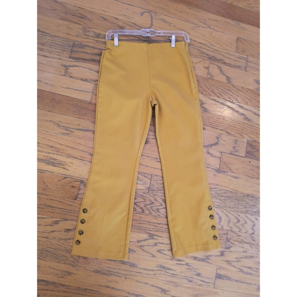 Crosby Dress Pants Women's Size 2 Yellow Cropped Flare Leg Side zip Career wear - Picture 10 of 16